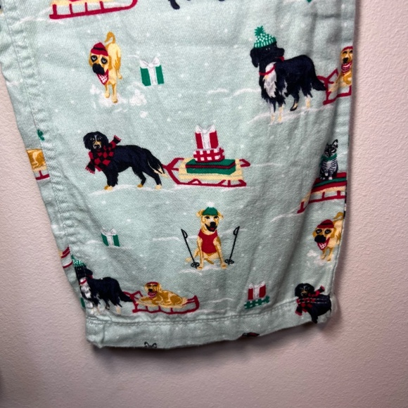 Lands End Womens Holiday Pajama Bottoms Aqua Dogs Cats Christmas Sleds Sz Medium - Picture 5 of 8